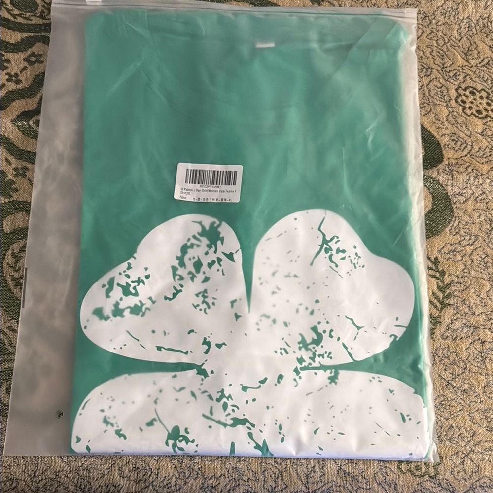 Source Unknown Teal and White Short Sleeve Tee